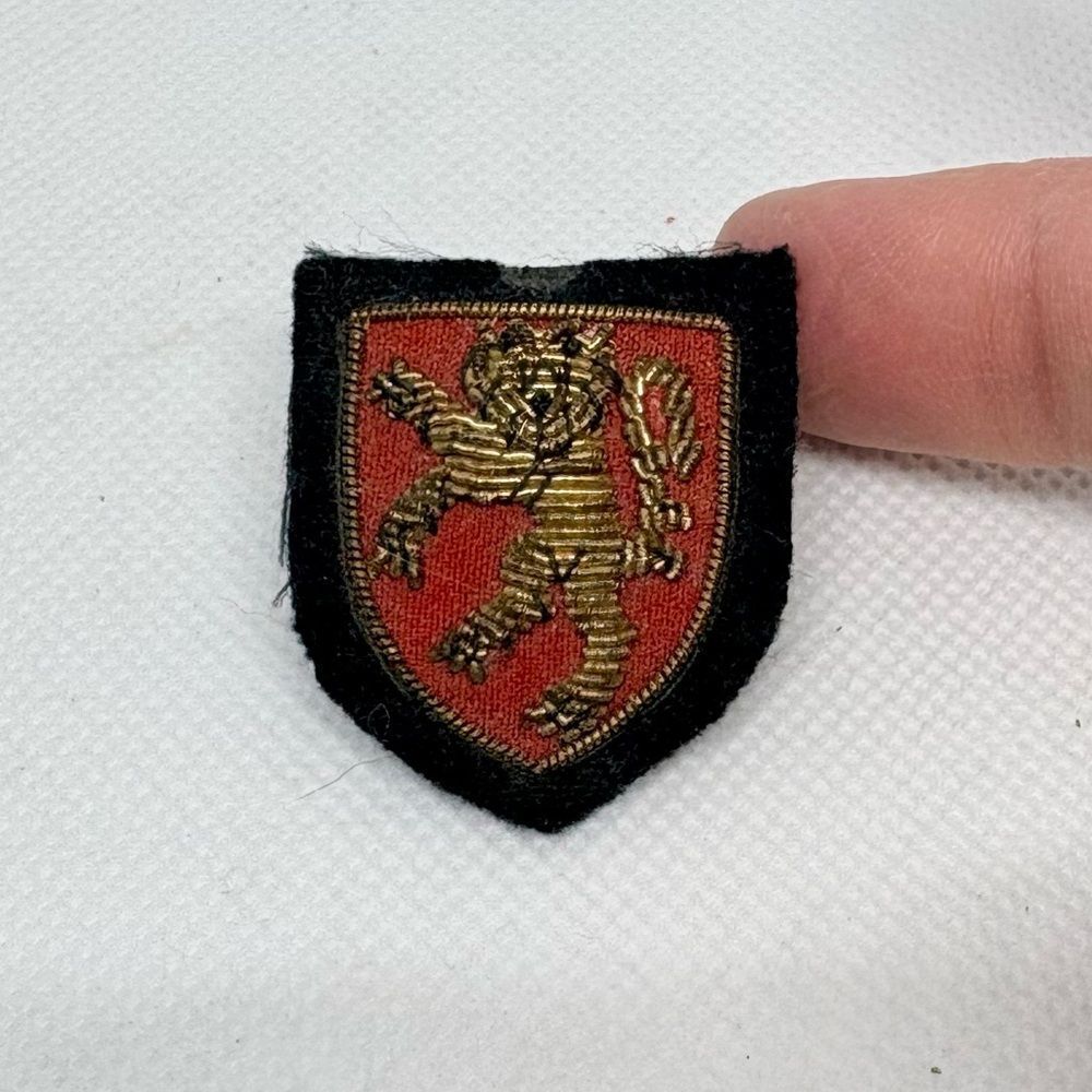Vintage Belgian Lion Heraldic Bullion Embroidered Lapel Pin Blazer Badge Crest